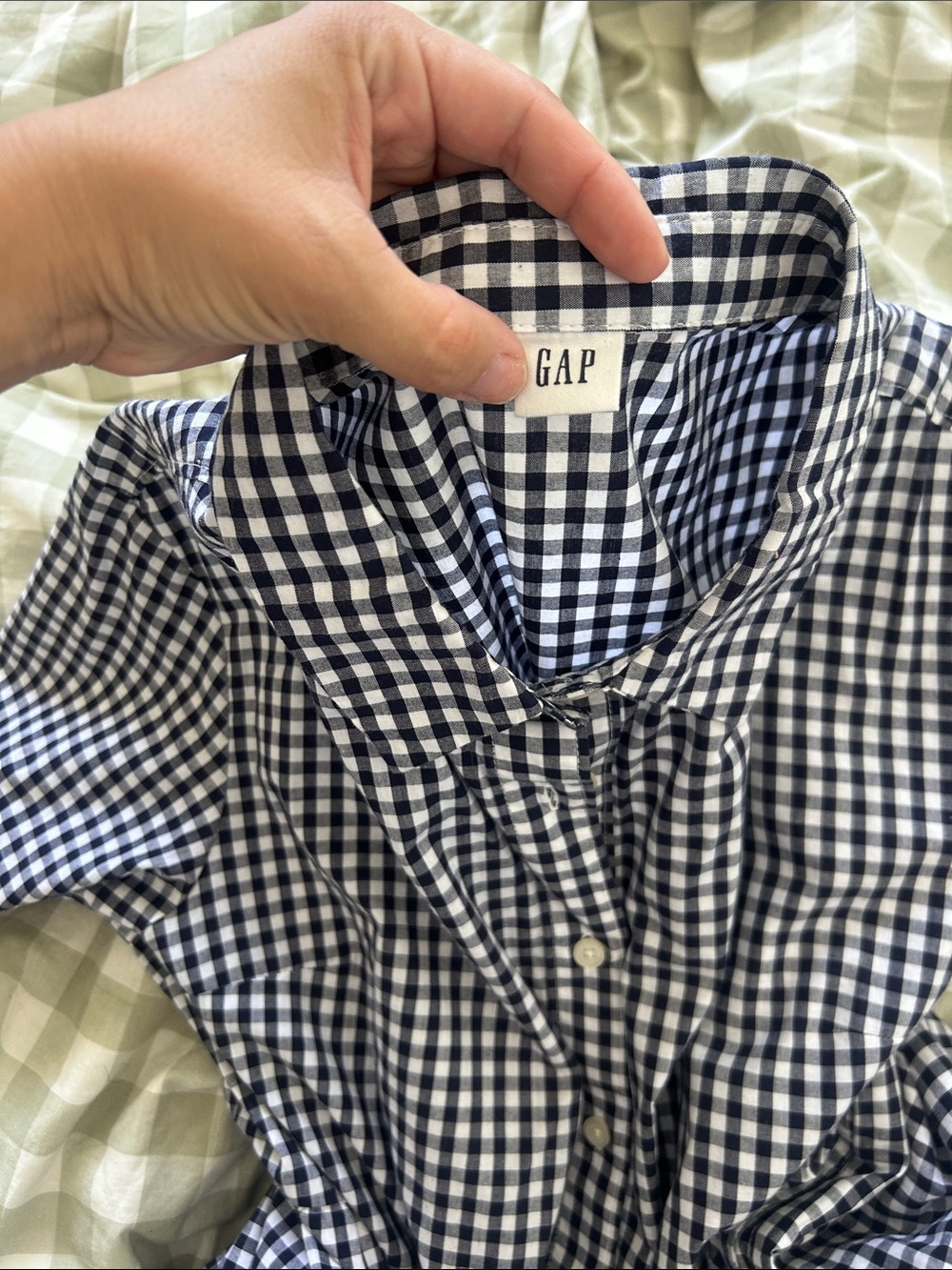 GAP Navy and White Gingham Button-Front Dress - Picture 2 of 4